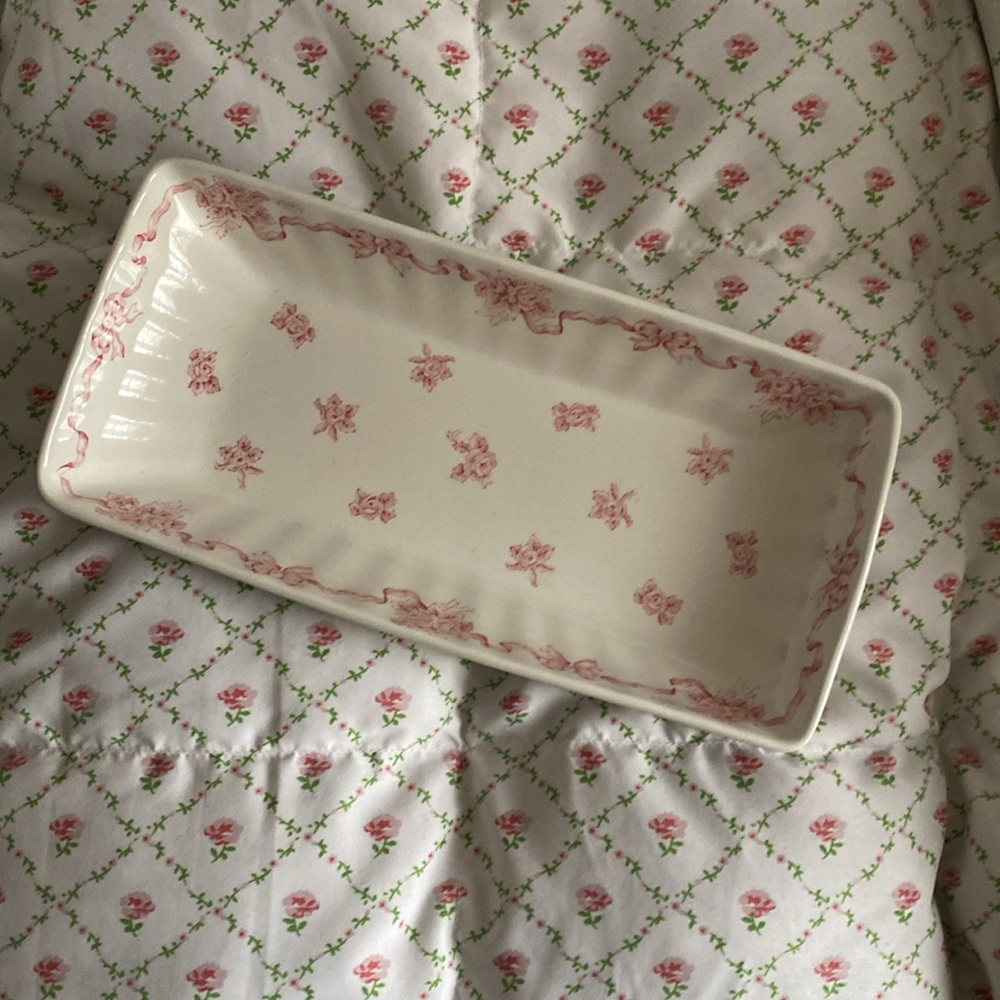 Vintage Laura Ashley Ribbons Jewelry Tray